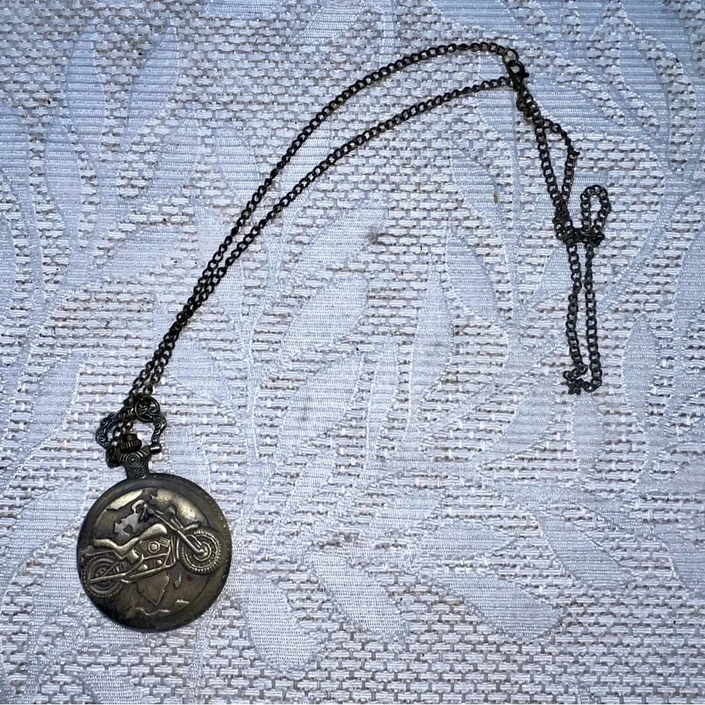 Vintage Bronze Motorcycle Quartz Pocket Watch with chain