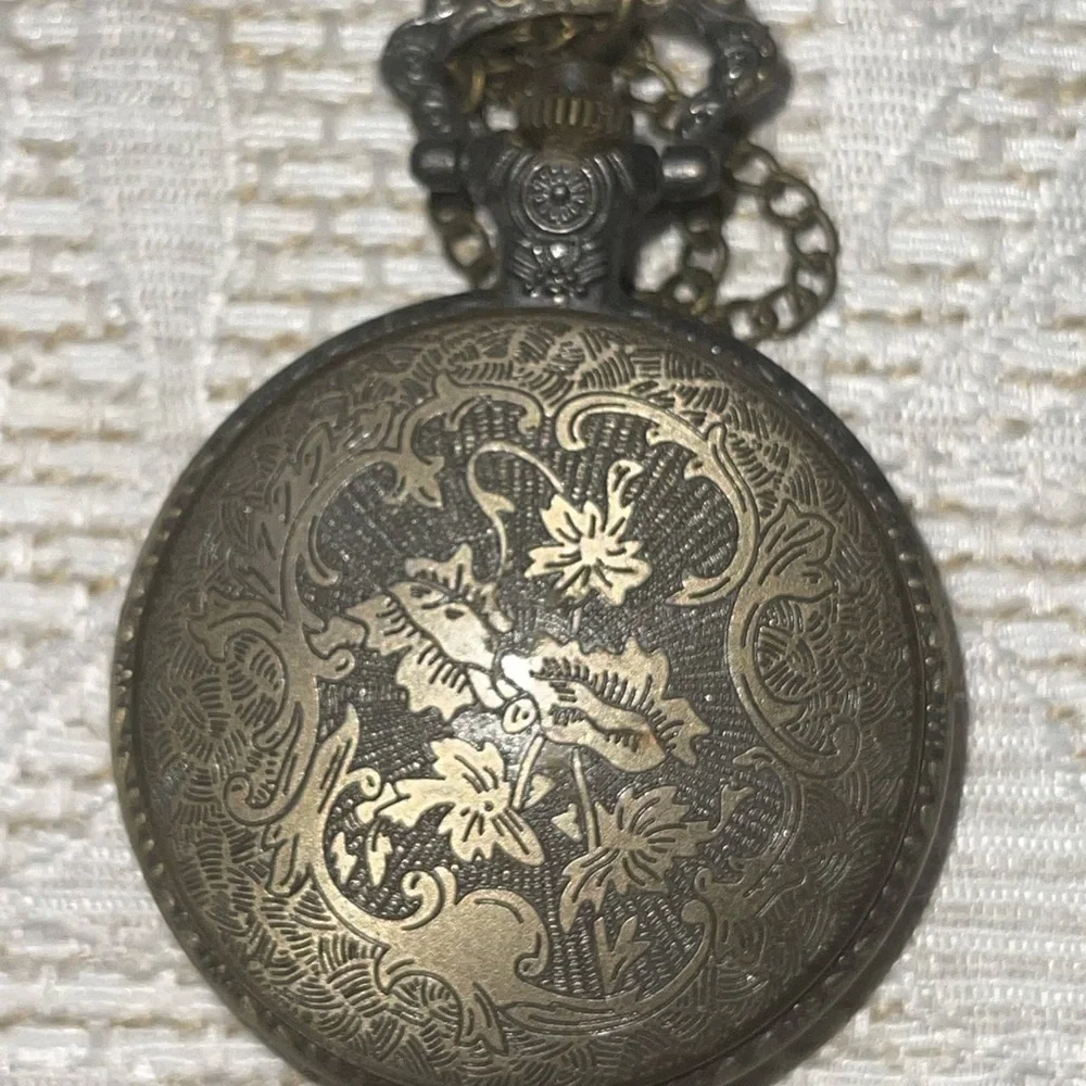 Vintage Bronze Motorcycle Quartz Pocket Watch with chain