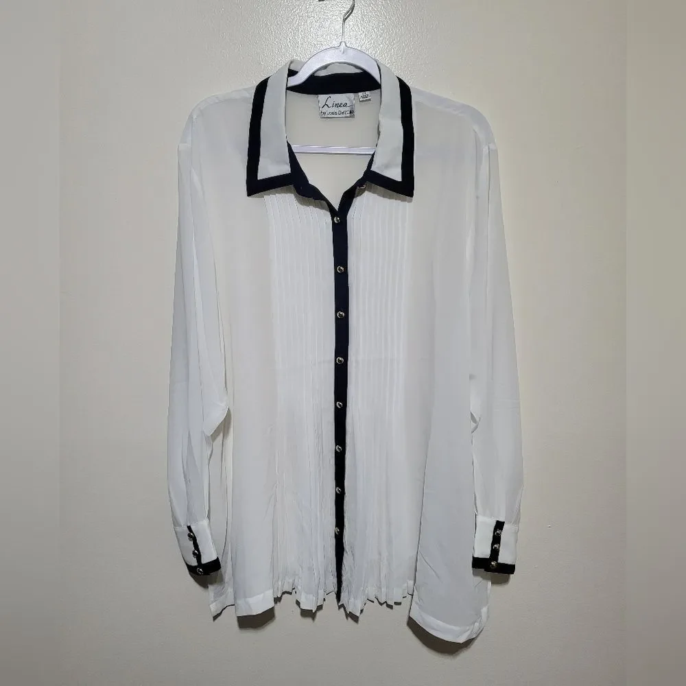 Linea White and Black Womans Dress Shirt‎