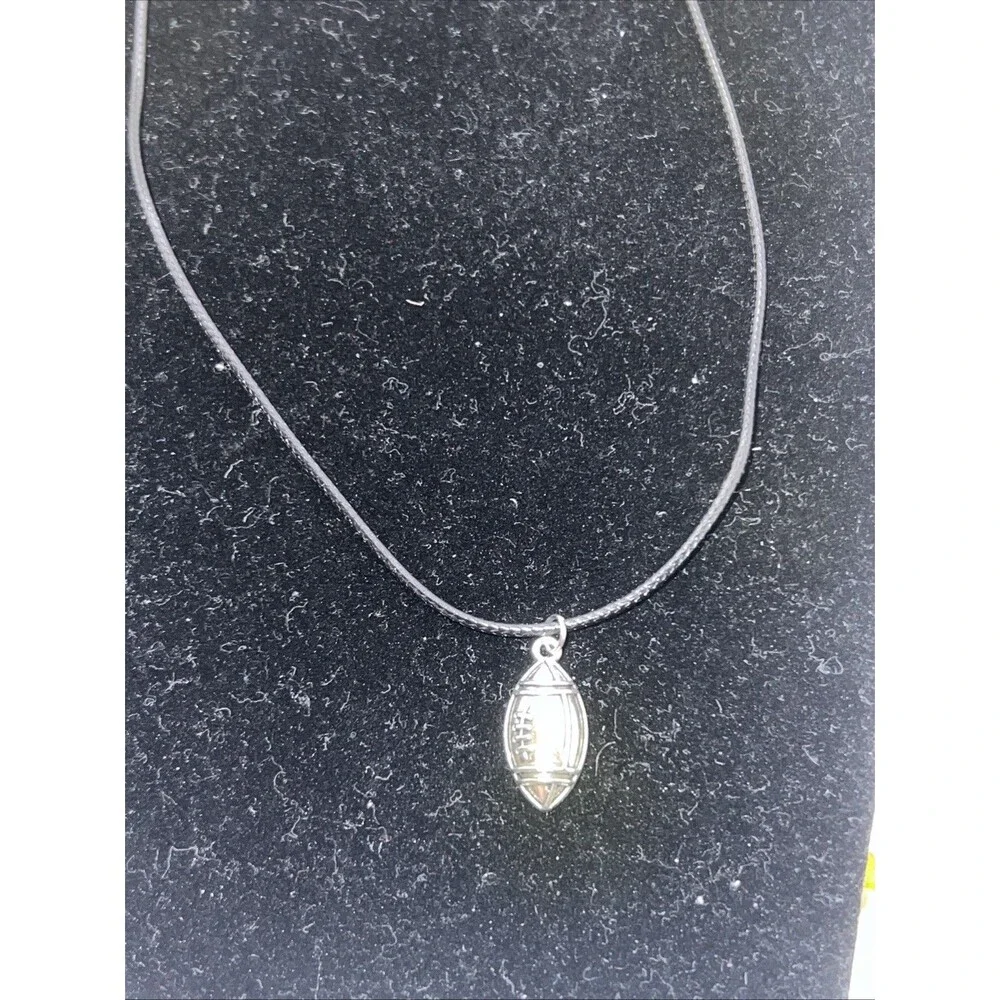 Football Necklace Rope sterling silver Charm Finish Silver Play Ball New