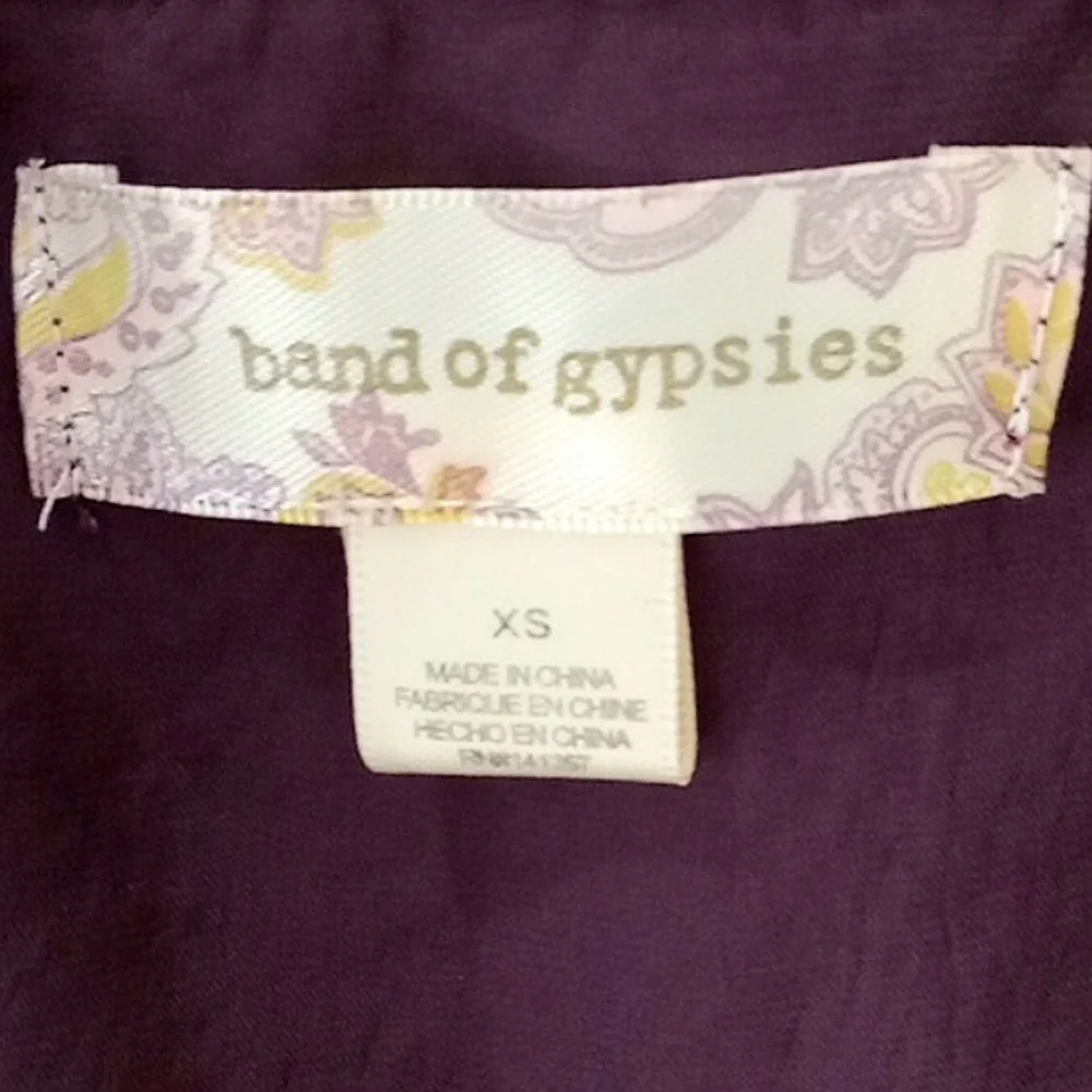 Band Of Gypsies Mon Cheri Plum Satin Faux Wrap Blouse Size XS