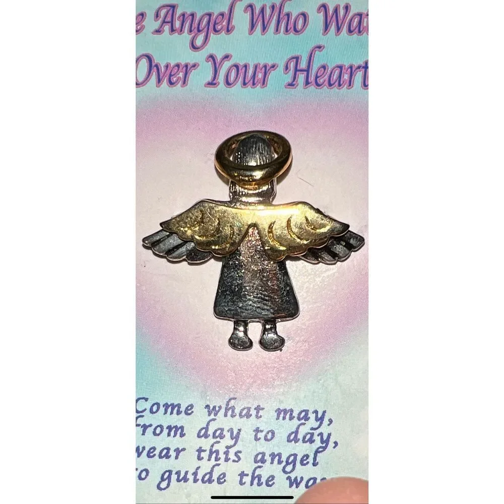 Bundle Sale 3 for $15 | Angel Pin / Pendant – Gold Tone Wings & Halo, Silver Ton