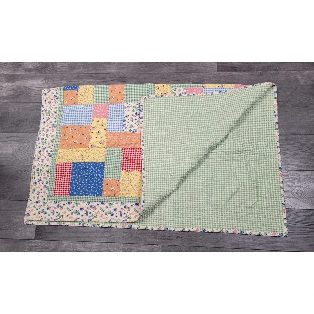 Patchwork Baby Blanket Quilt Multi-color Approximately 50 x 41 inches