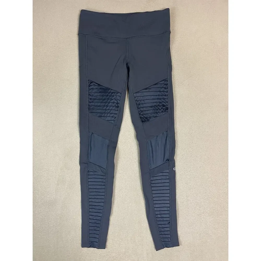 Alo Yoga‎ Legging Womens S Gray Moto Athletic Stretch Performance Skinny Pants