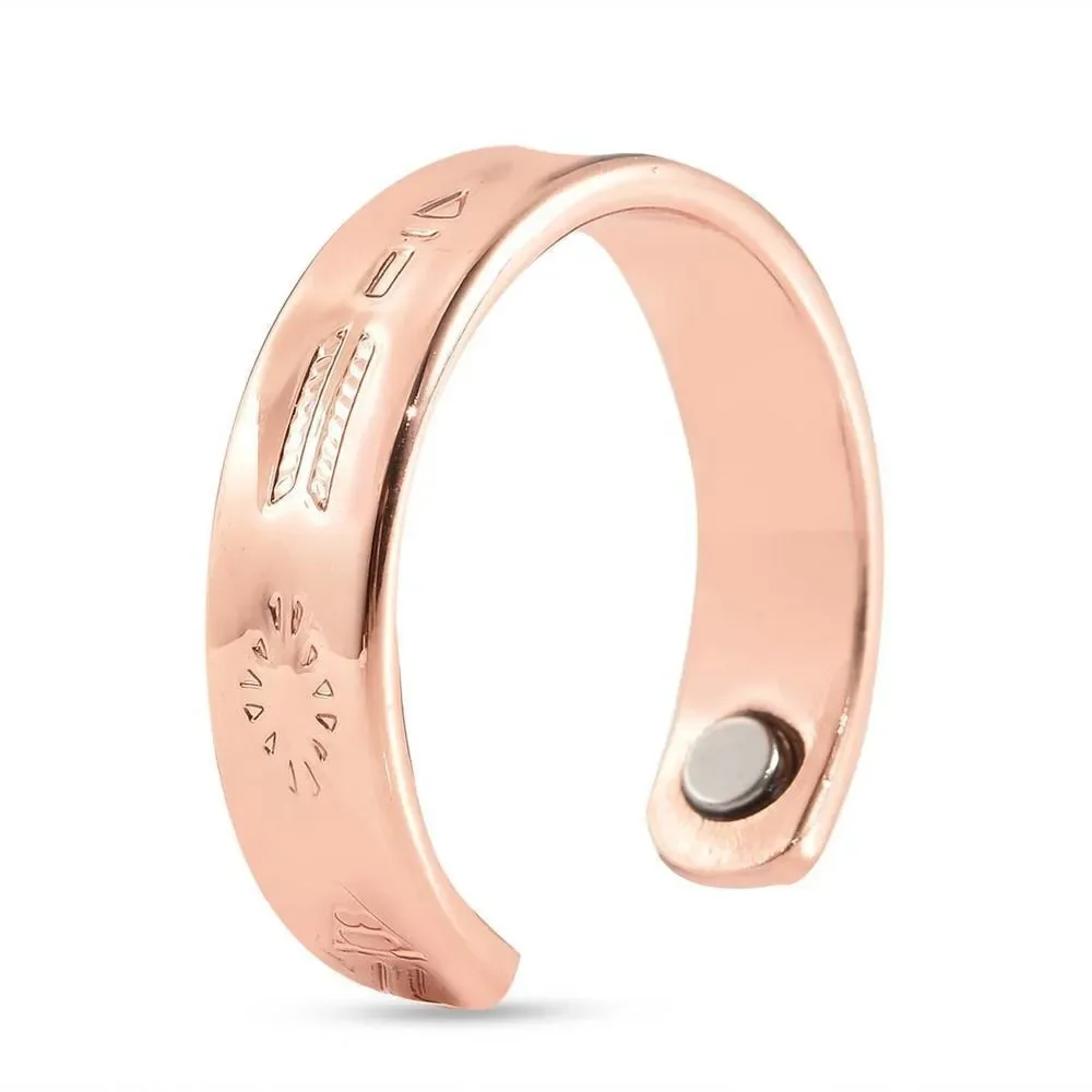 Magnetic By Design Tribal Pattern Open Shank Ring in Rosetone