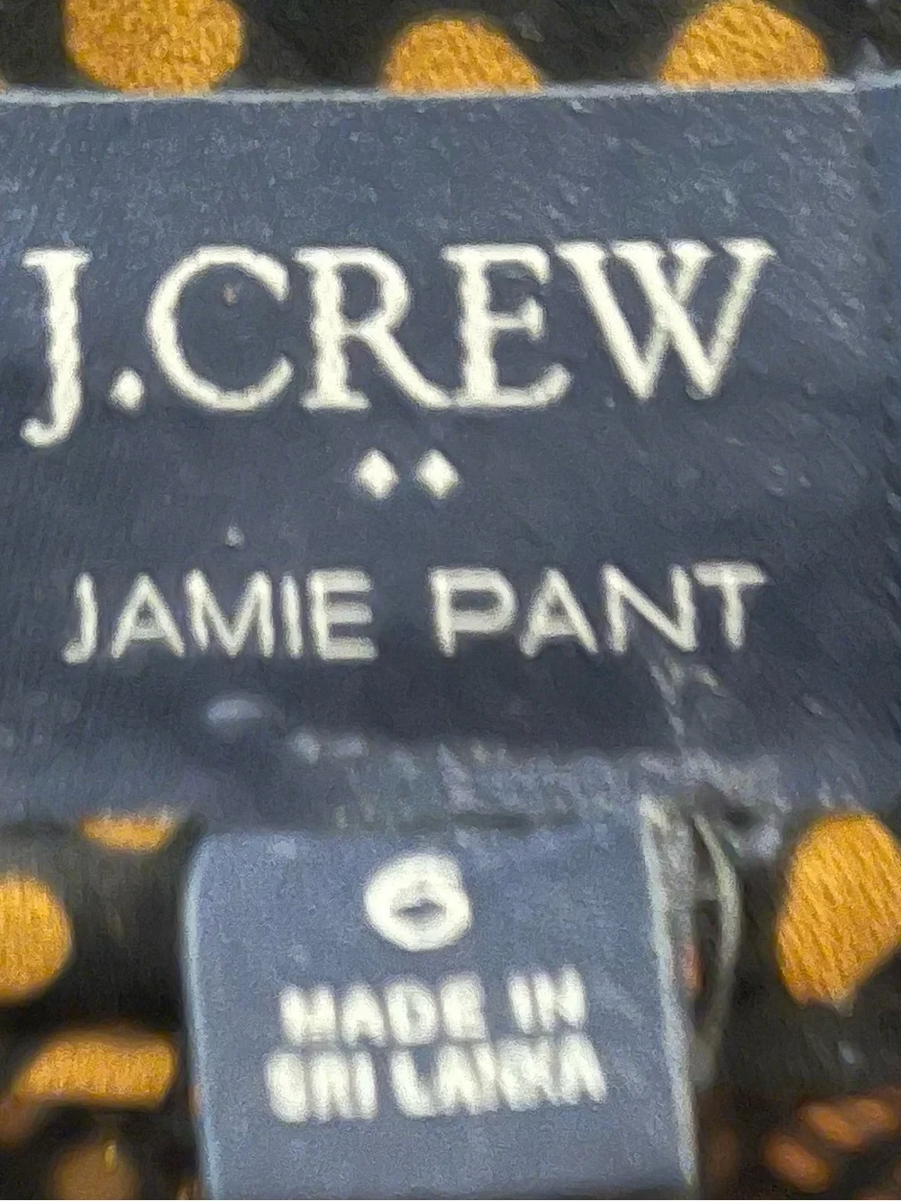 J. Crew Black Pants with Mustard Dot Print