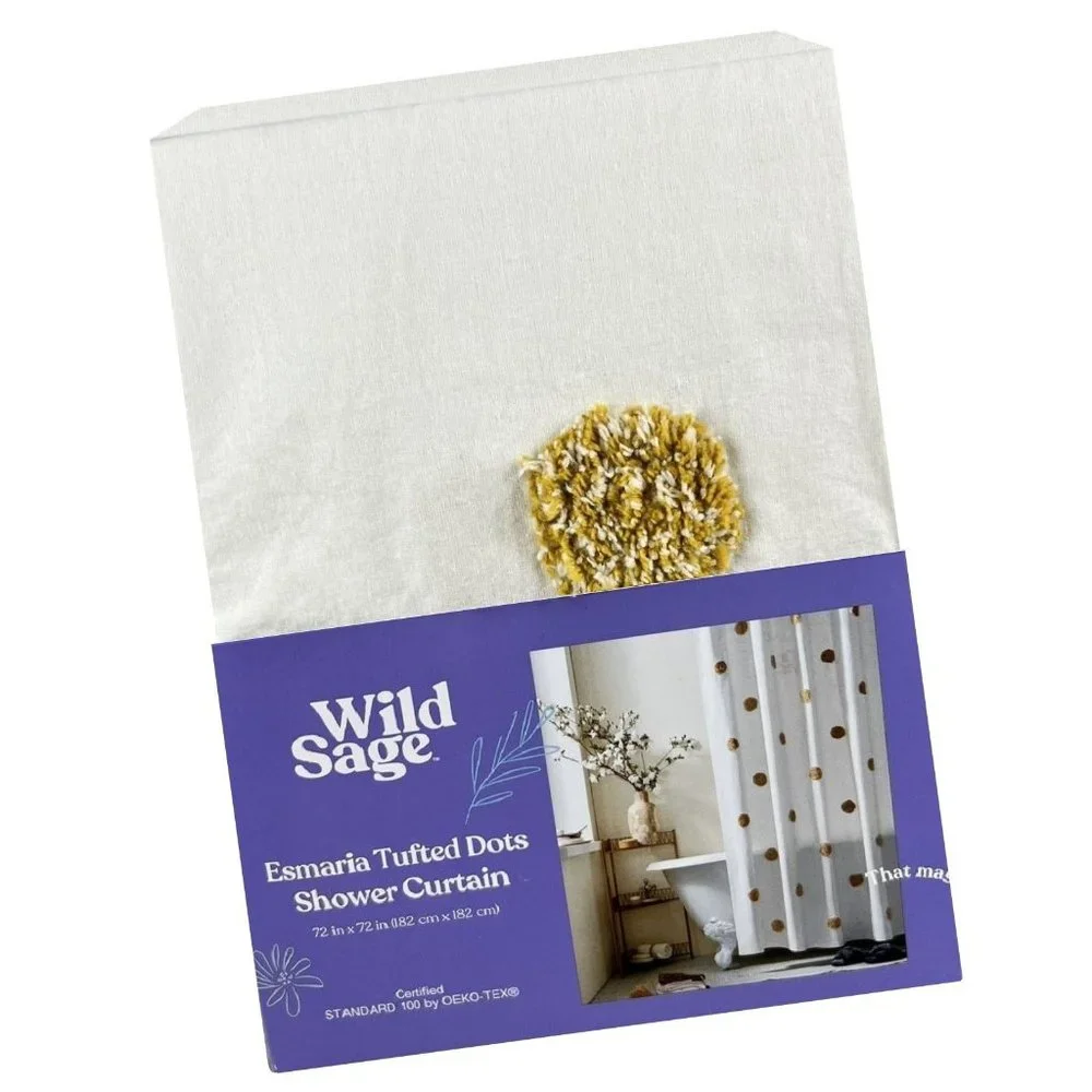 brand new GOLDEN SPICE Wild Sage ESMARIA 72x72-inch 100% Cotton Shower Curtain