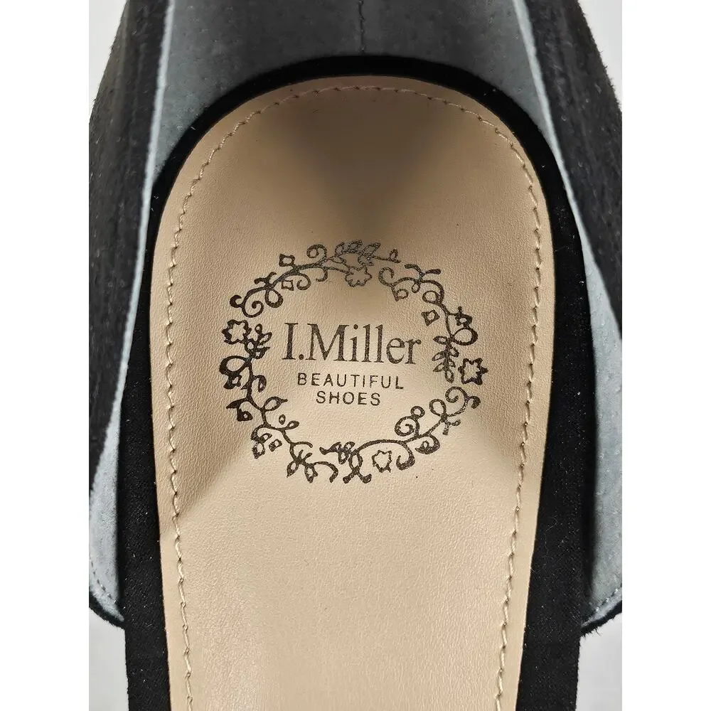 I.MILLER BRIANNA BLACK WOMEN’S SUEDE-LIKE STRAP HEEL – SIZE 8.5M – 3