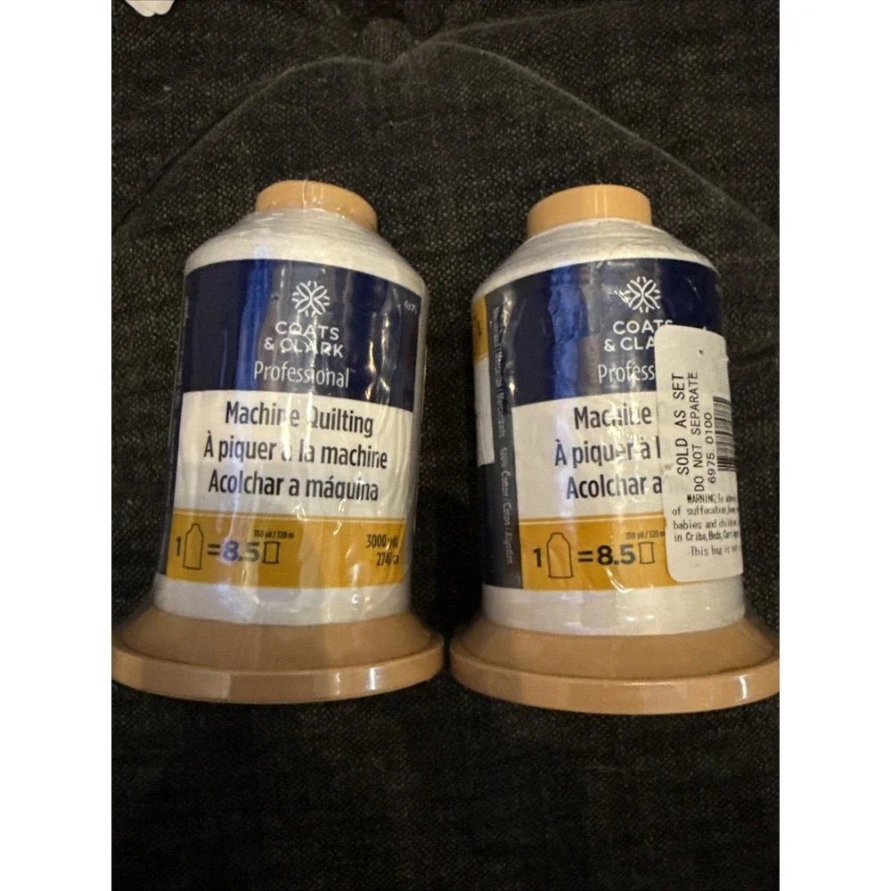 (2) 3000 Yards White Professional‎ Machine Quilting Thread for Longarm Sewing