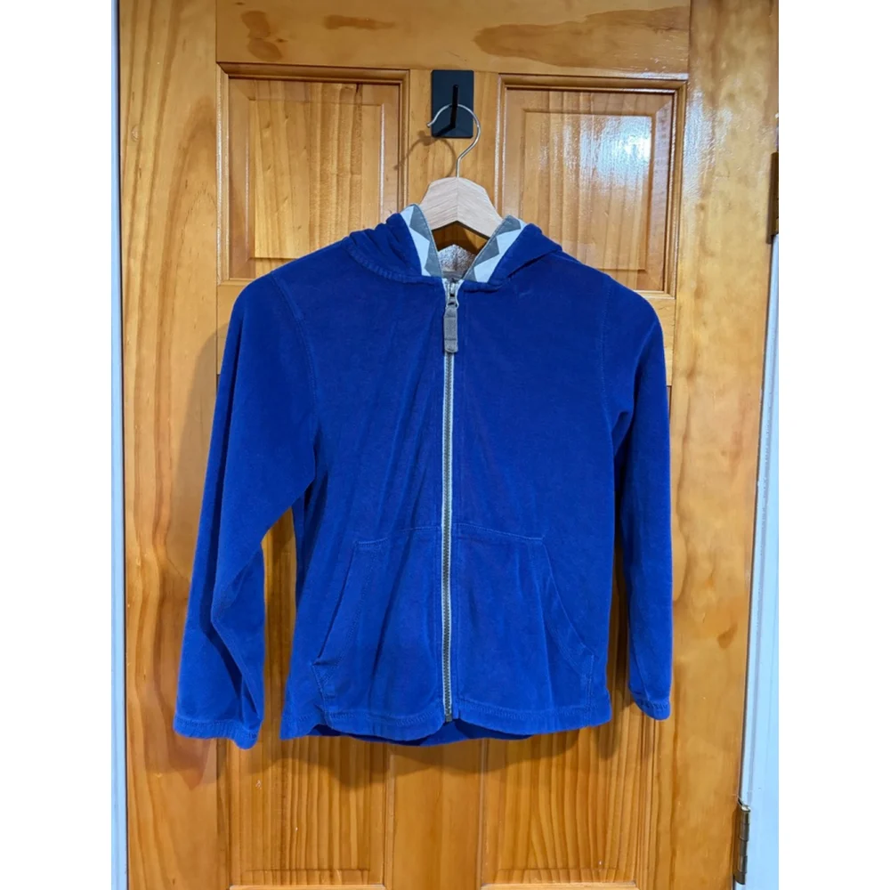 Hanna Andersson Shark Hoodie Blue Zip Up Jacket Kids 130cm US 8 Cotton