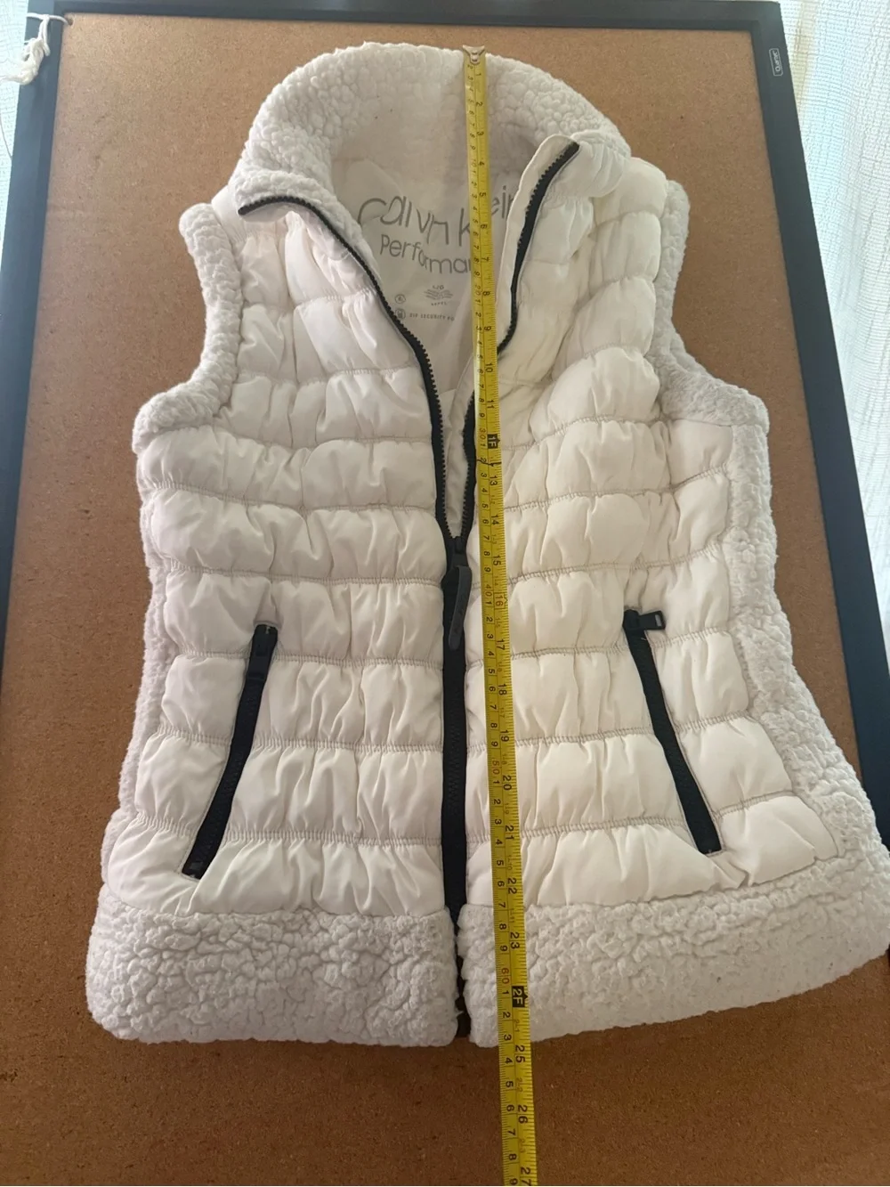 Calvin Klein Performance White Sherpa-Trim Quilted Puffer Vest