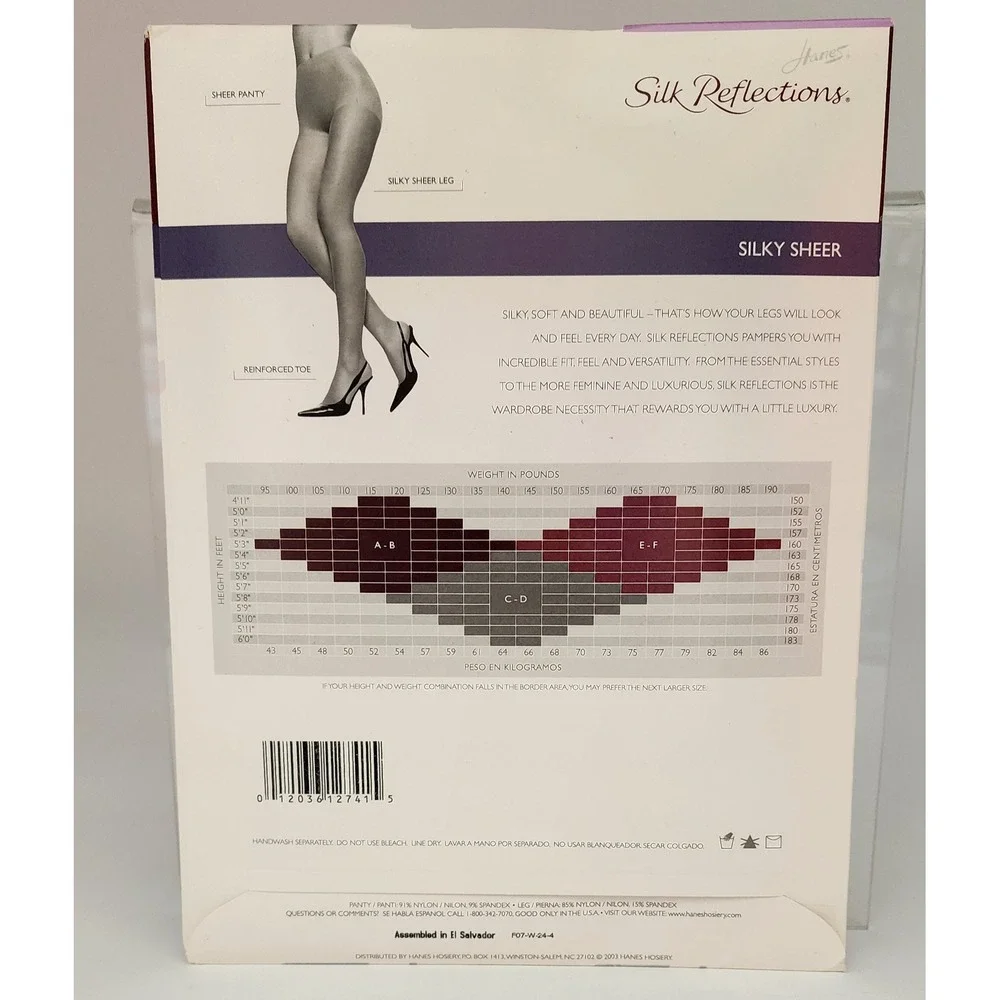 Hanes Silk Reflections Pantyhose Women EF Barely Black New Sheer Reinforced 716