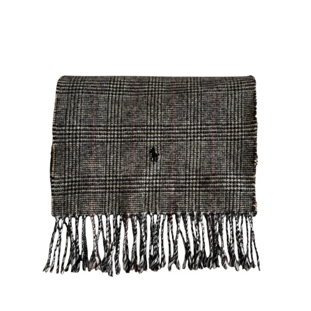 Polo Ralph‎ Lauren 90s’ Vintage 100% Lambswool Plaid Fringe Scarf