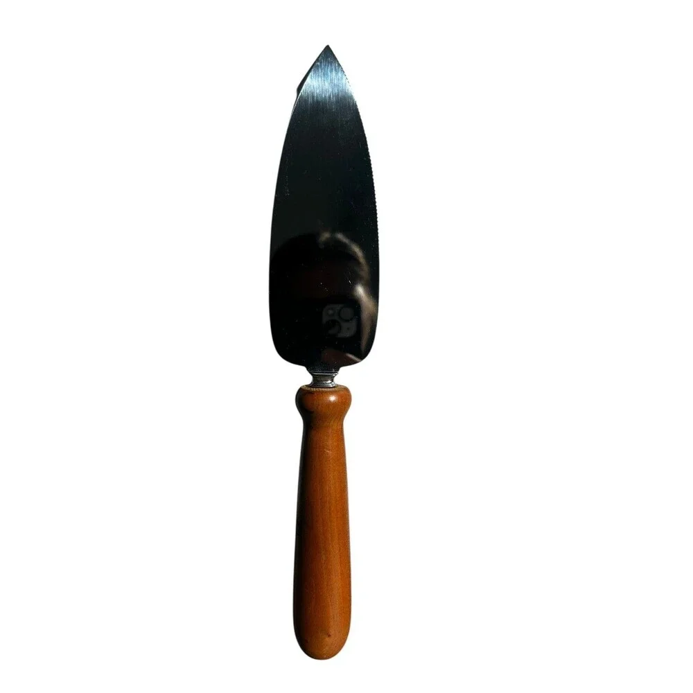 Vtg Sheffield England Stainless Blade, Marbled Wood Handle Cake Pie Server