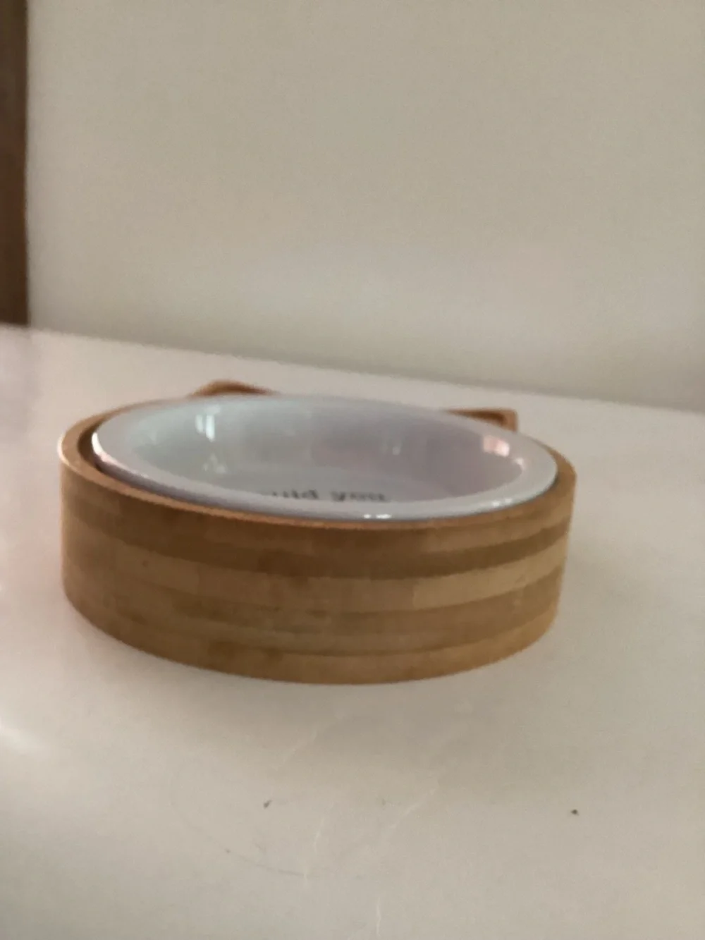 Ceramic and Bamboo 6 oz Kitty Feeding Dish by Whisker City