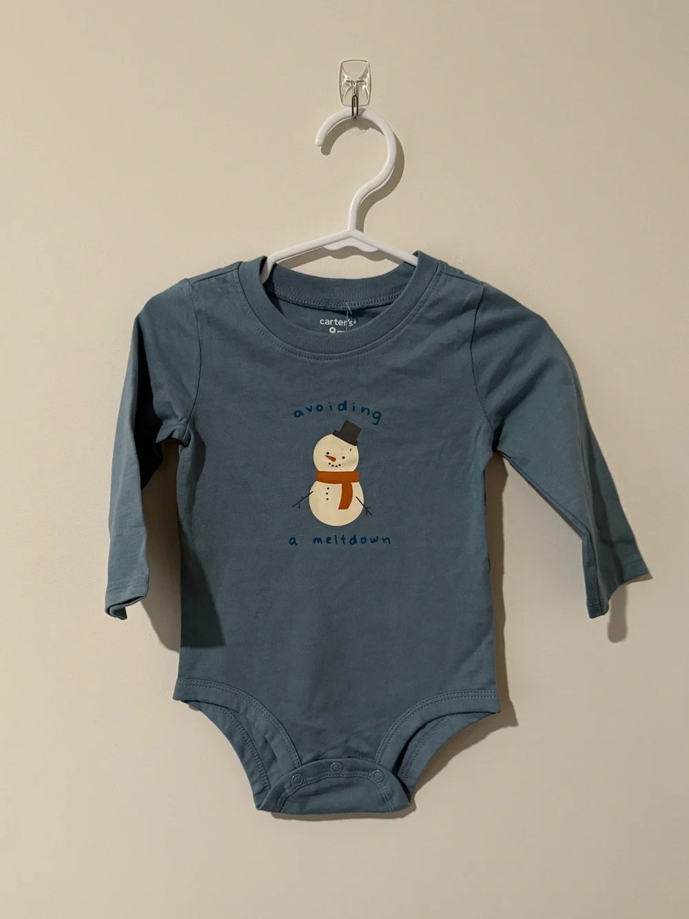 Carter's Slate Blue Long-Sleeve Snowman Bodysuit