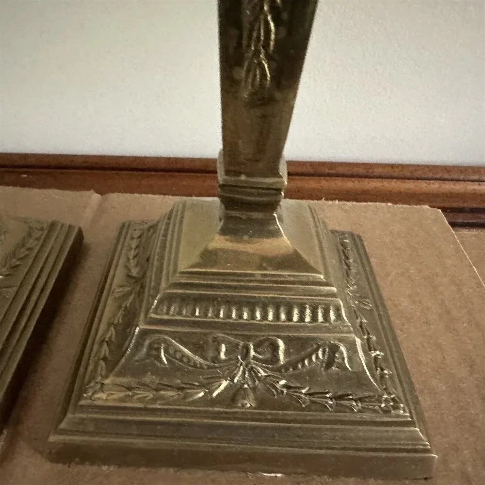 Andrea By Sadek Brass Finish Ornate Candlestick Pair