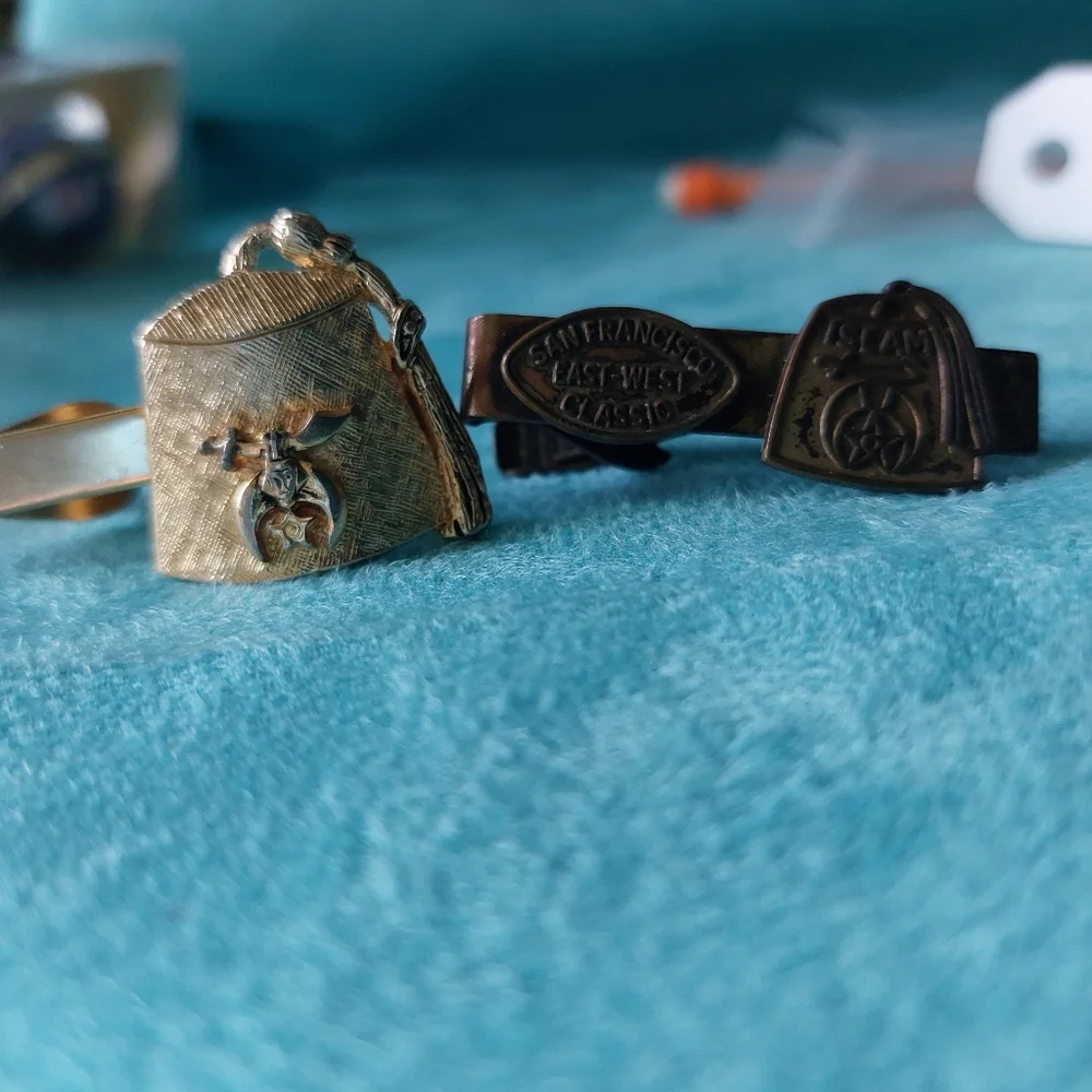 Vintage Masonic Shriners Vintage Tie Clips, Lot of Two Estate Jewelry