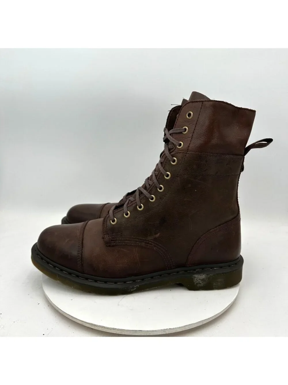 Dr Martens Industrial Leah Men Size 15 Brown Steel Toe Fold Over Combat Boot