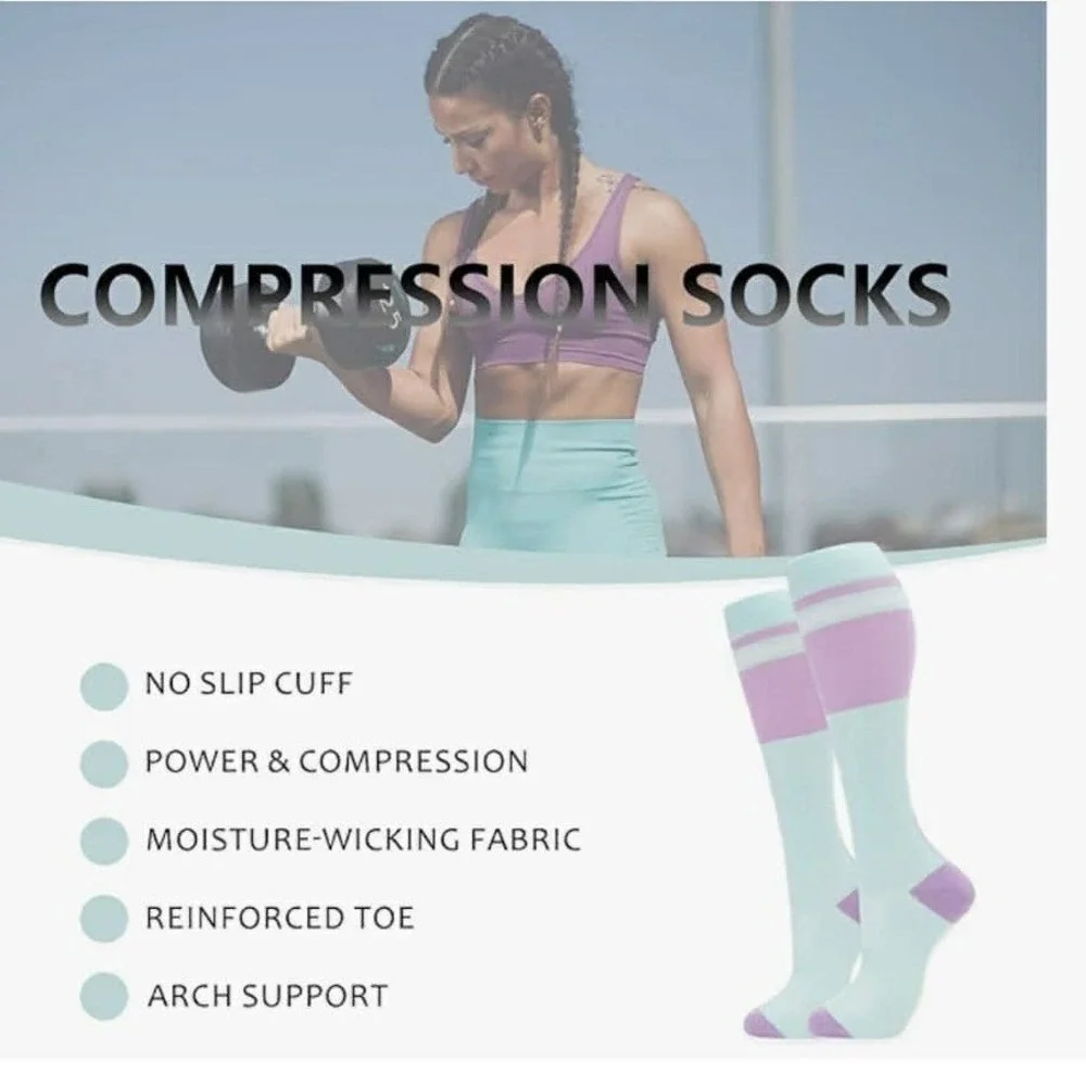 4 Pair Compression Socks 20-30mmHg S/M Fits Small to Medium Shoe Size 5.5 to 8.5