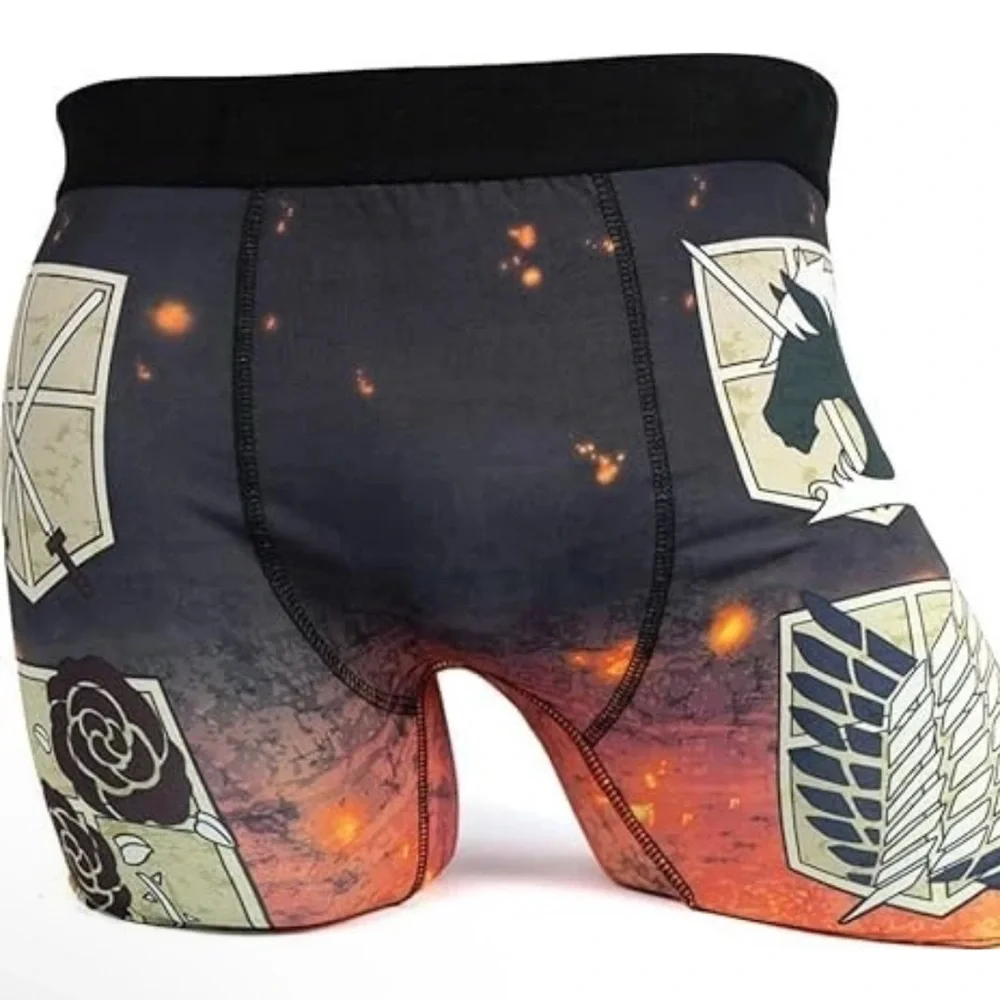 Men's Attack On Titan Boxer Briefs - Black and Orange