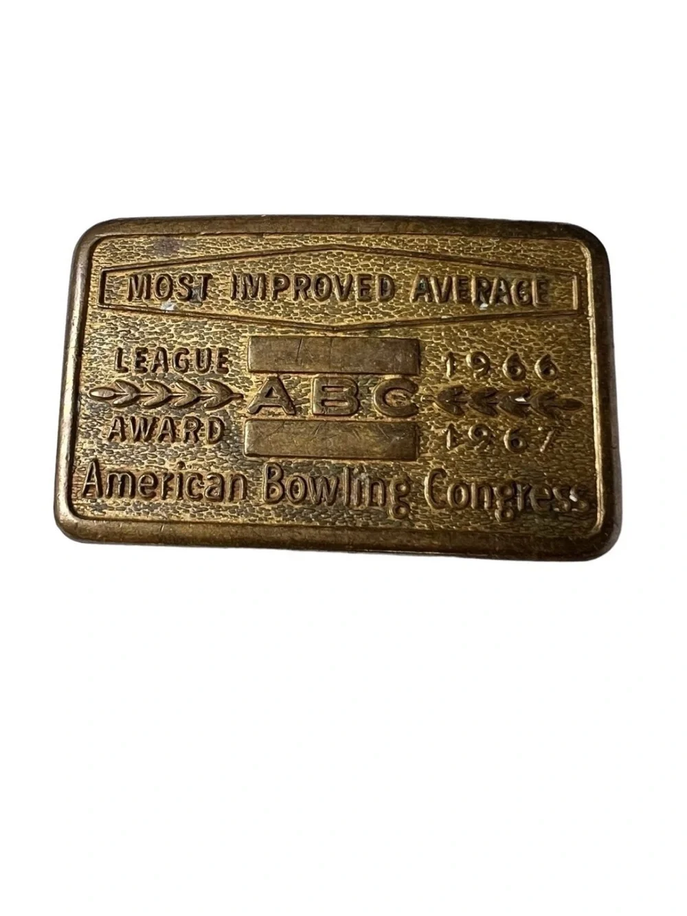Vintage Belt Buckle 1960s Bowling Most Improved Average