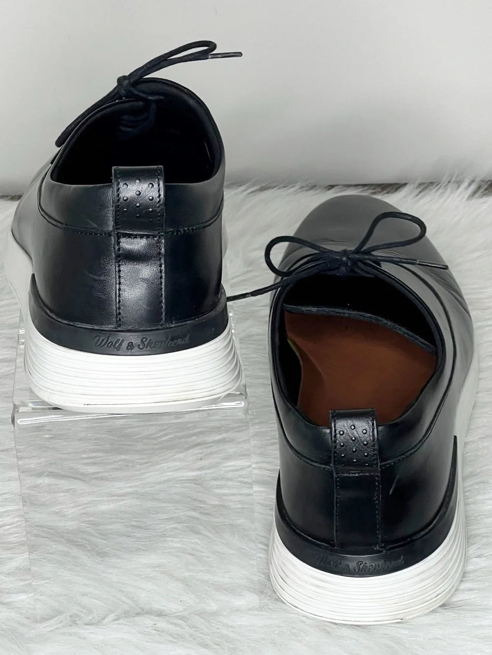Wolf & Sheperd Crossover Black Leather Derby Shoes Size 11.5