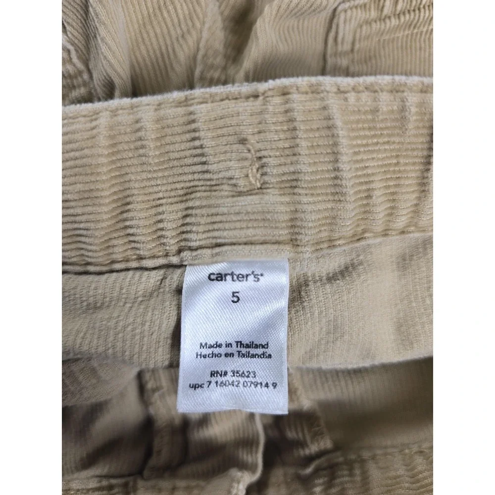 Carters Pants Boys 5 Beige Khaki Corduroy Straight Leg Kids Casual Cotton‎