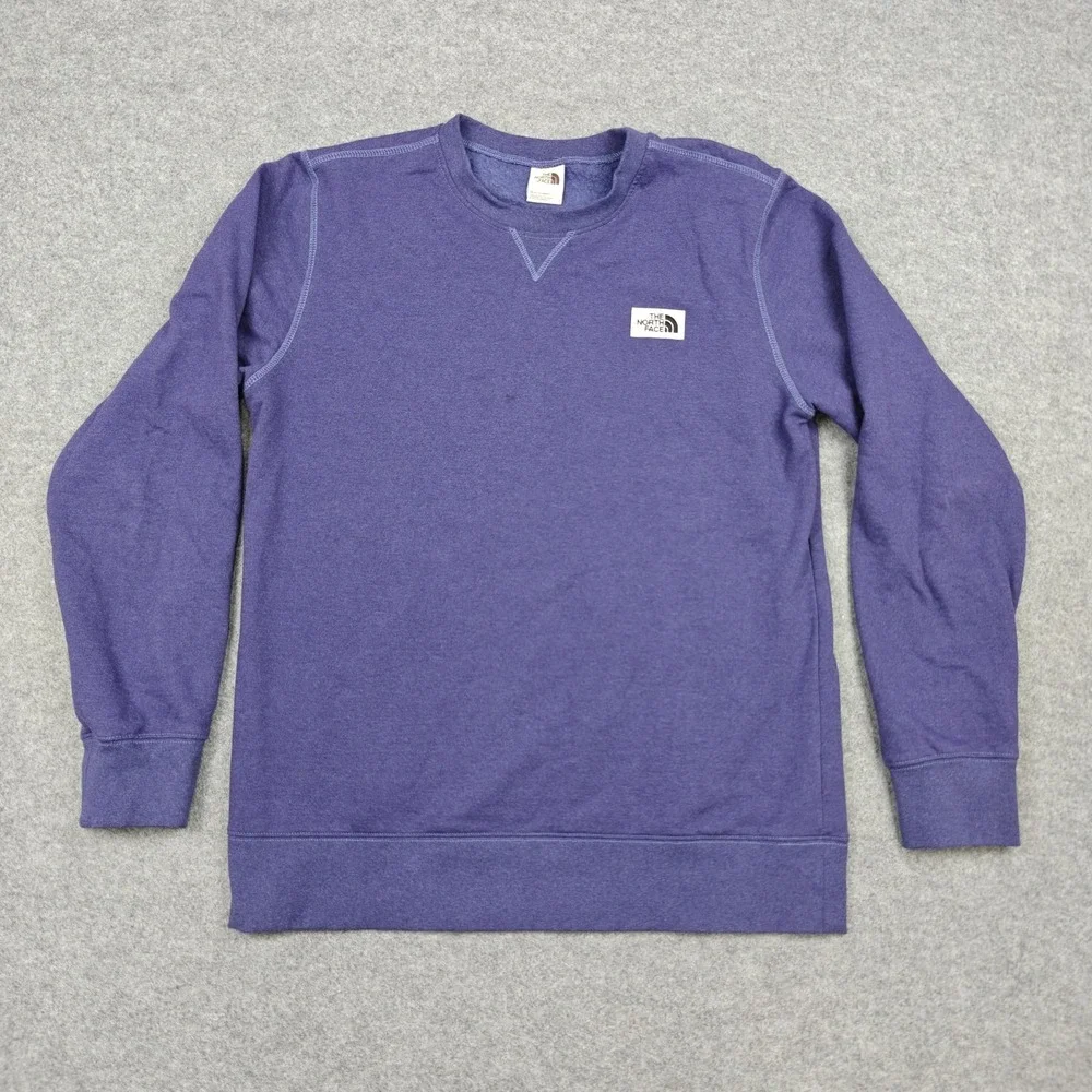 The North‎ Face Sweatshirt Mens Large Purple Heritage Patch Fleece Crewneck