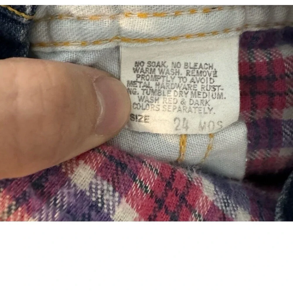 Vtg Oshkosh B'Gosh Vestbak Flannel Lined Bib Overalls Girls 24 Months Baby Denim