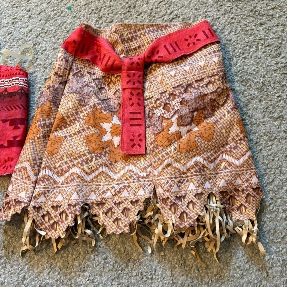 Disney Moana Costume Set - Red and Brown Sz 4-6X Disney Land World Cruise