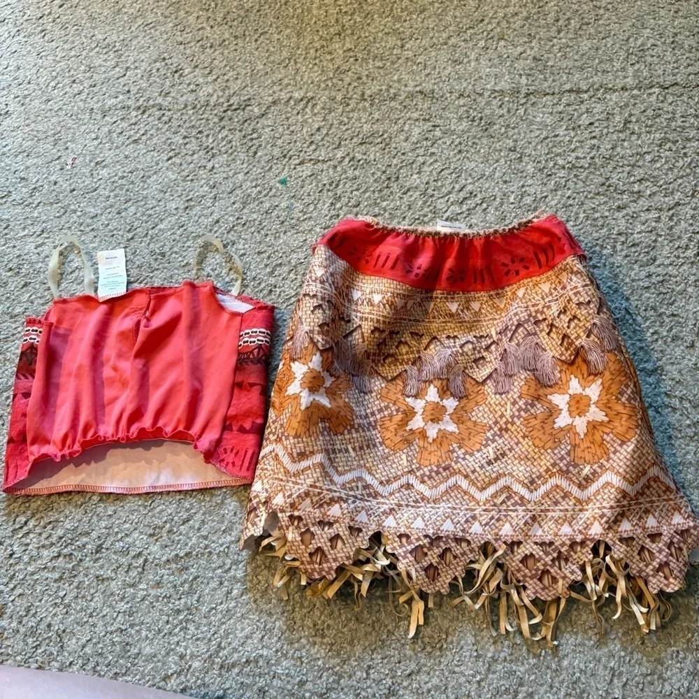 Disney Moana Costume Set - Red and Brown Sz 4-6X Disney Land World Cruise