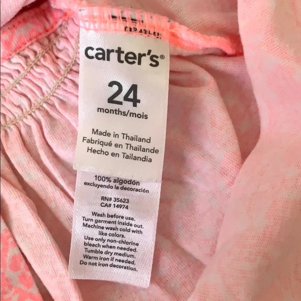 Carters 24m Toddler Girls Shirt Pink Ruffle Tank Baby Kids Floral Print