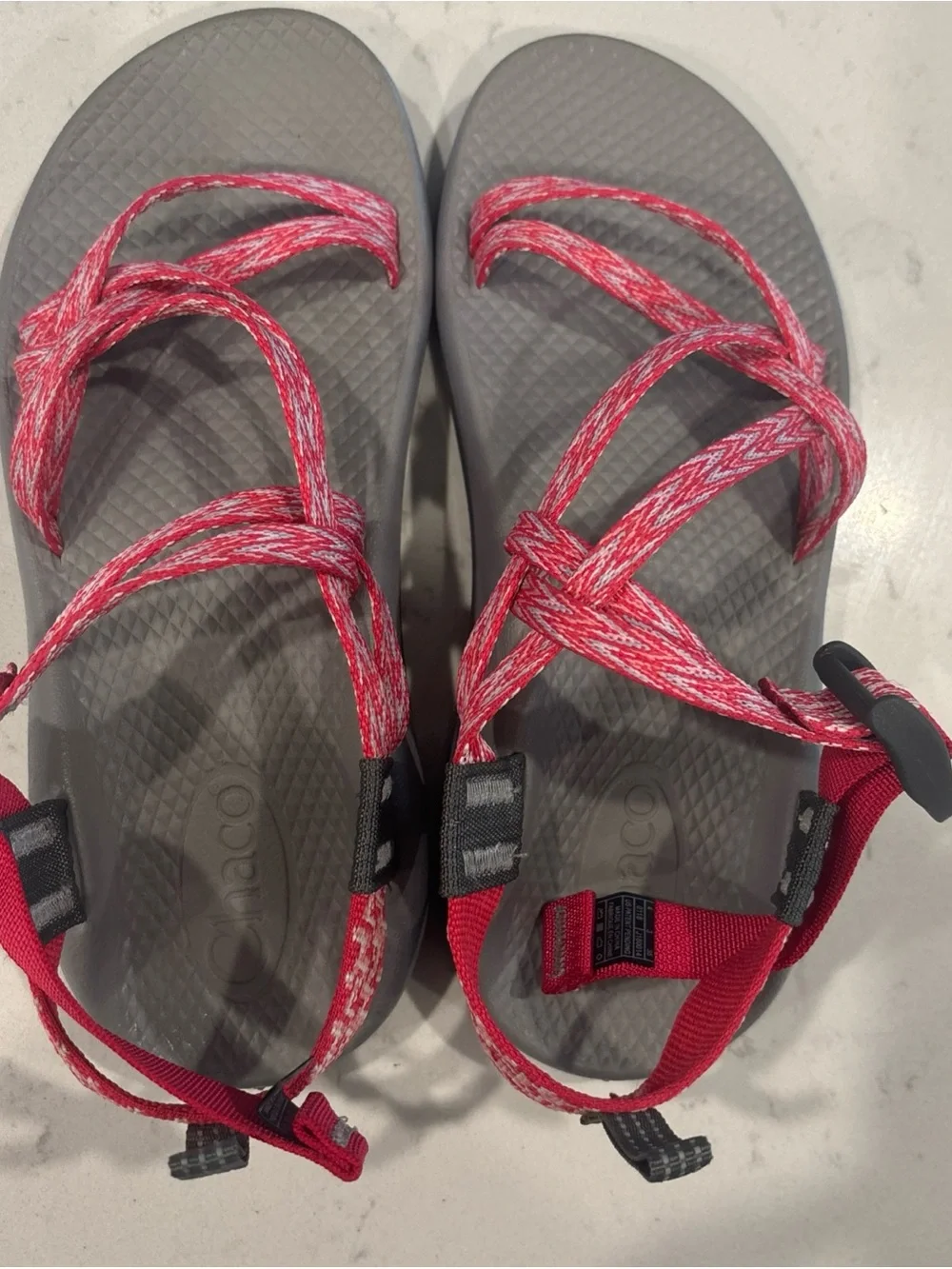 Chaco Youth Z/X1 EcoTread Sandals Size 4 Pink Strap/ Gray Footbed
