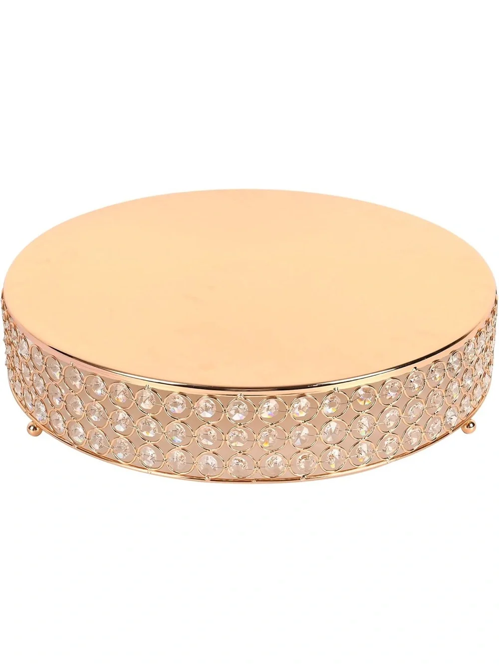 Round Rose Gold Crystal Display Stand