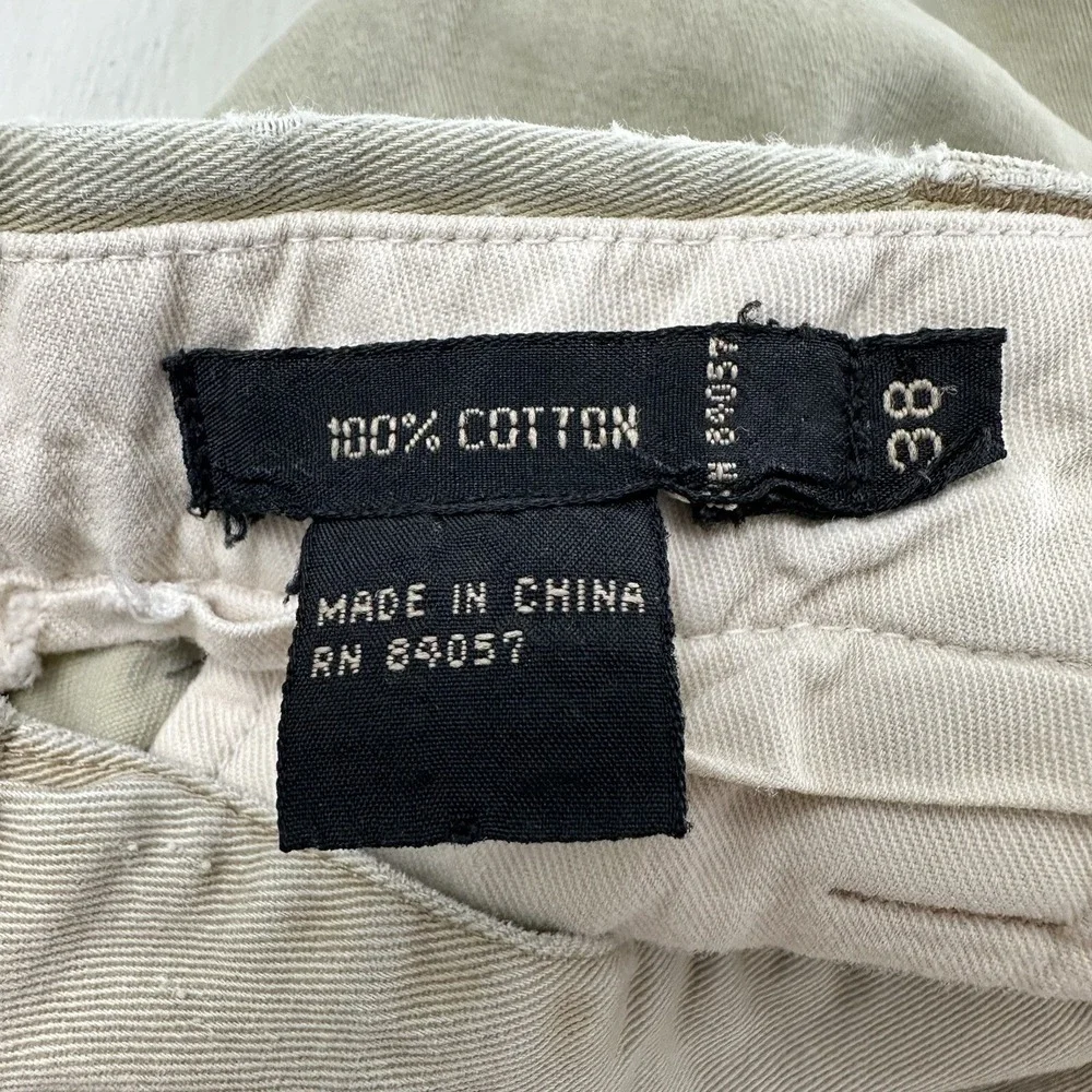VTG Ron Herman Chino PANTS 36x32 Men Beige Khaki Soft Cotton Flat Front‎ Tag 38