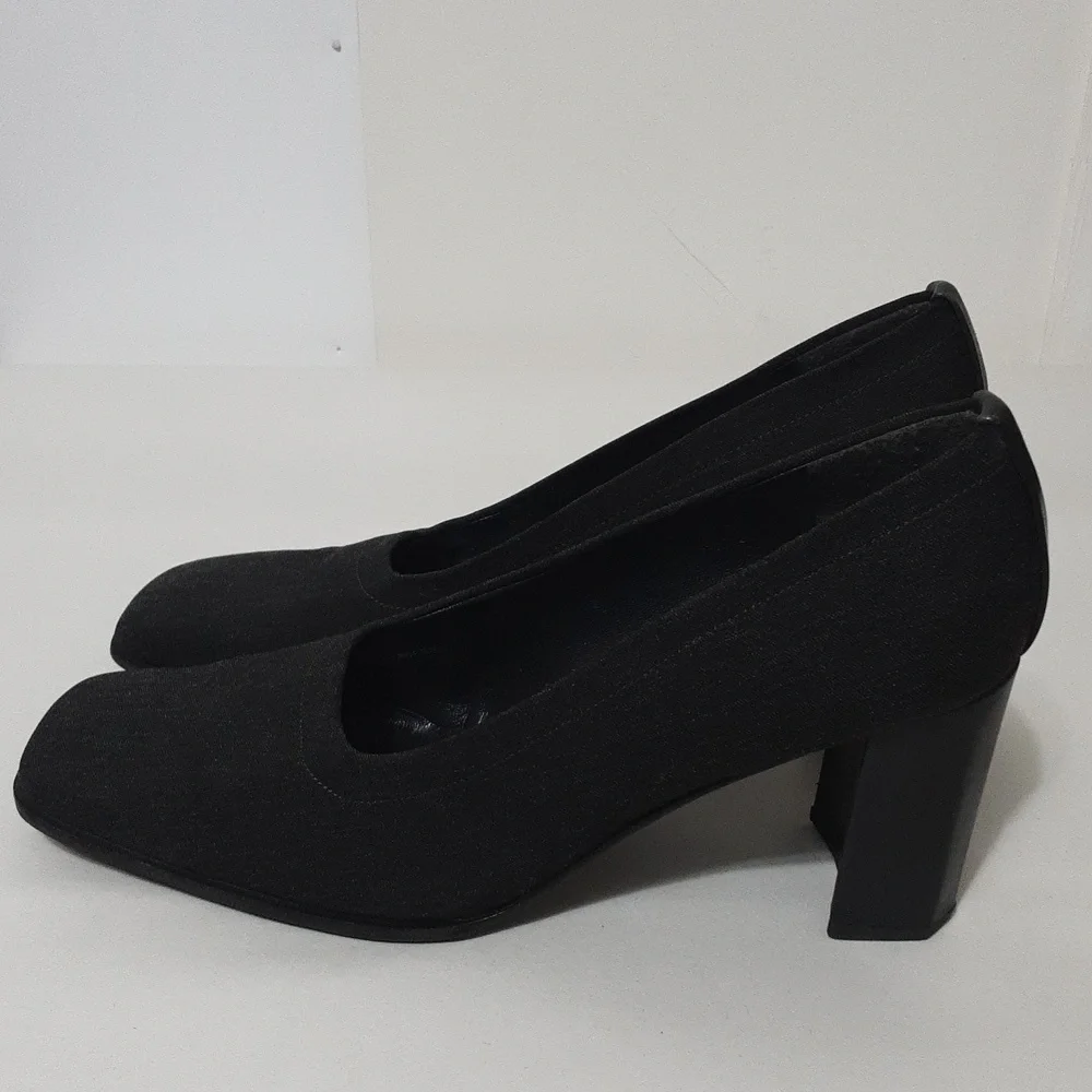 Stuart Weitzman Black Grayish Denim Platform‎ Heel