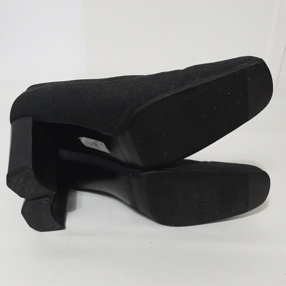Stuart Weitzman Black Grayish Denim Platform‎ Heel