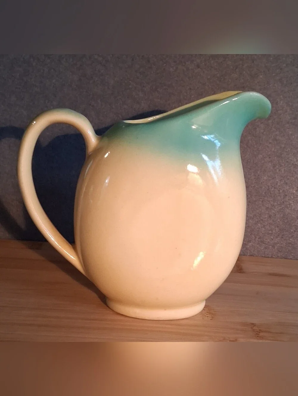 Shawnee Pottery Cream Pitcher 1940's USA #40 Blue With Pink Flowers Gold Trim