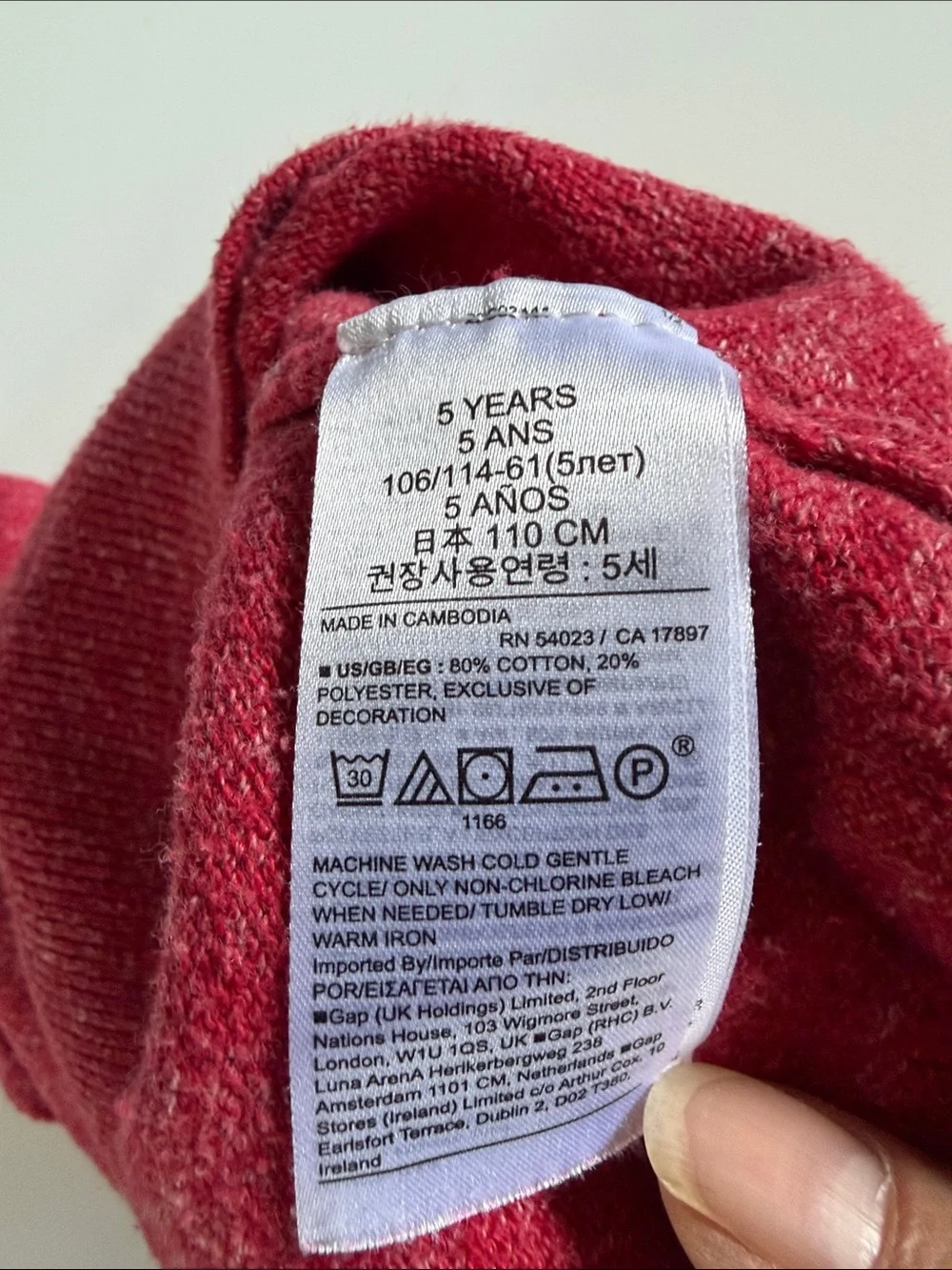 GAP Red Heather Crewneck Sweater with Teddy Logo