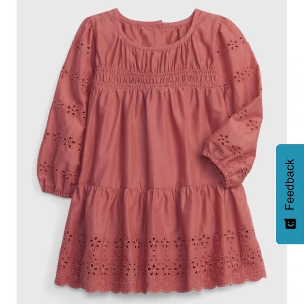 GAP Girls' Eyelet Tiered Dress - Rose