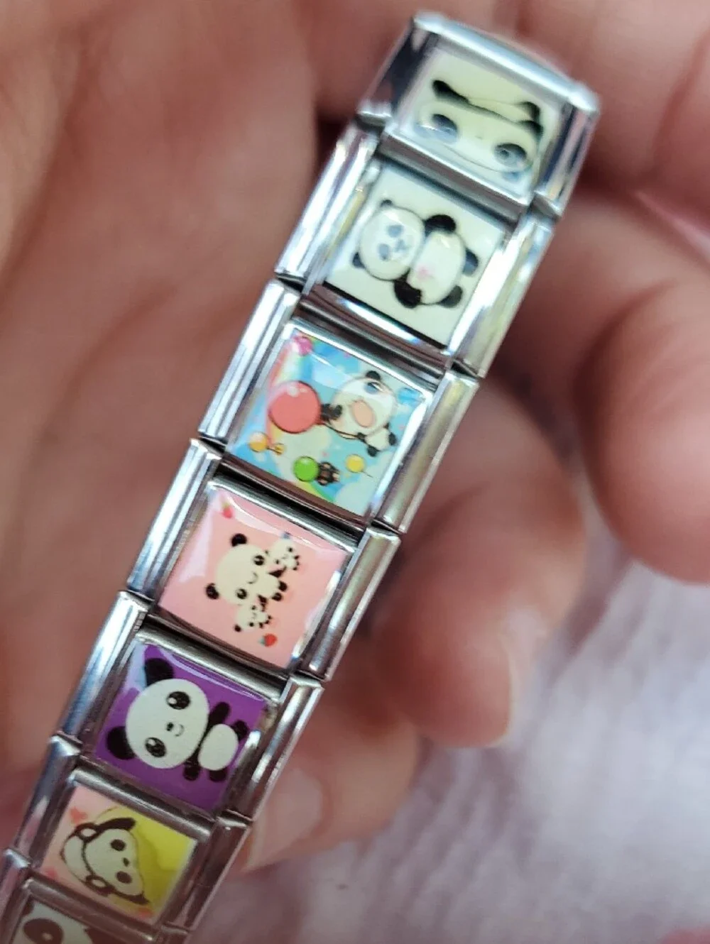 LeXleY Kids Panda Stretch Bracelet - Pink & Purple Accent, Adult Or Child