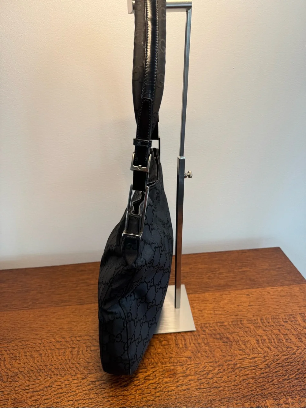 Gucci Black GG Monogram Shoulder Bag w/COA