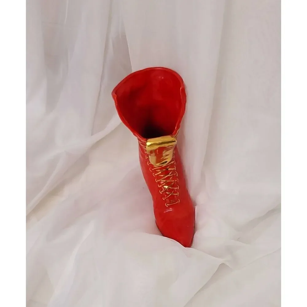 Red boot vase