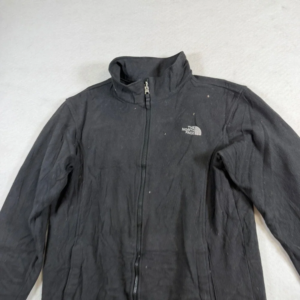The North Face Mens Full Zip Fleece Jacket Black Mock Neck Outdoor Coat 8094