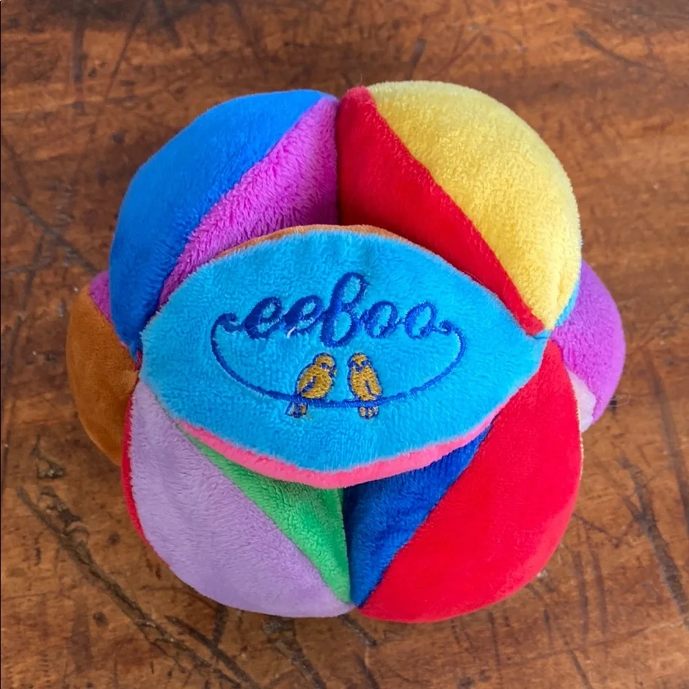 Eeboo Colorful Soft Sensory Chime Crinkle Ball Toy