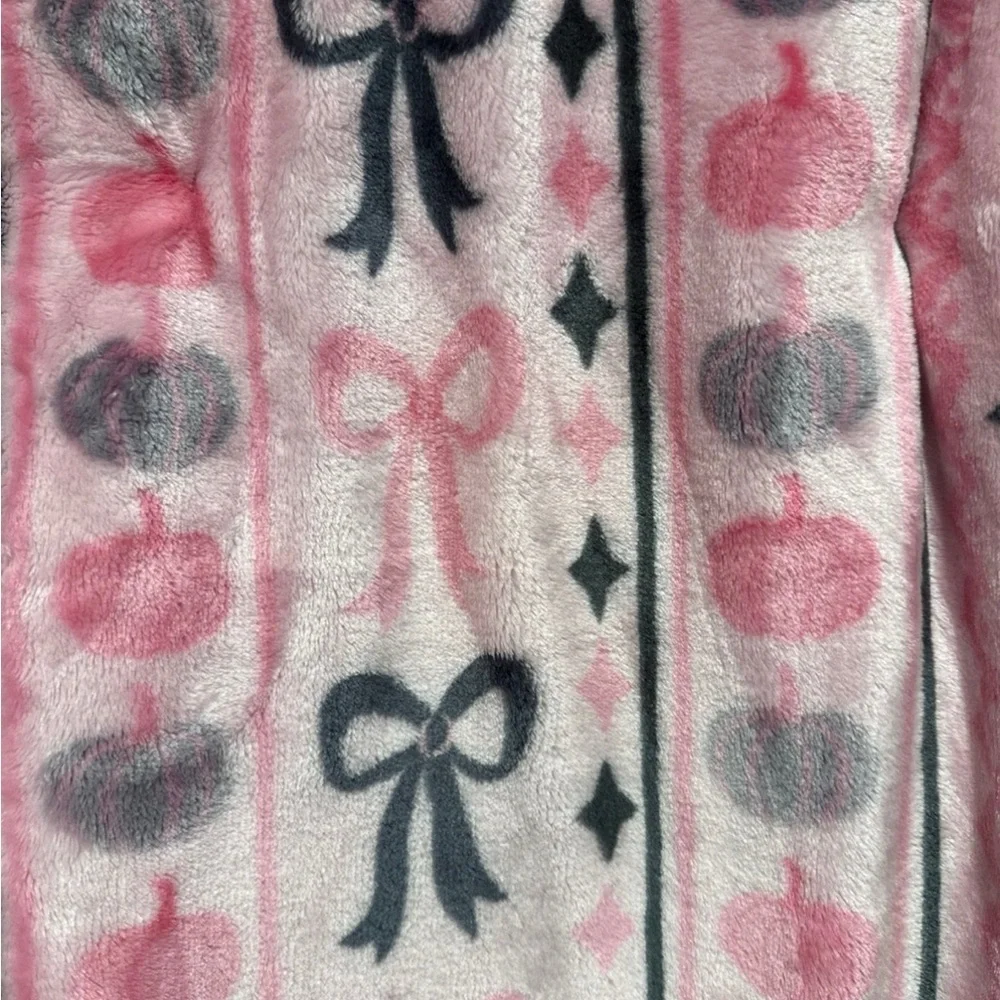 PINK Bow Halloween Throw with Bats and Spiders