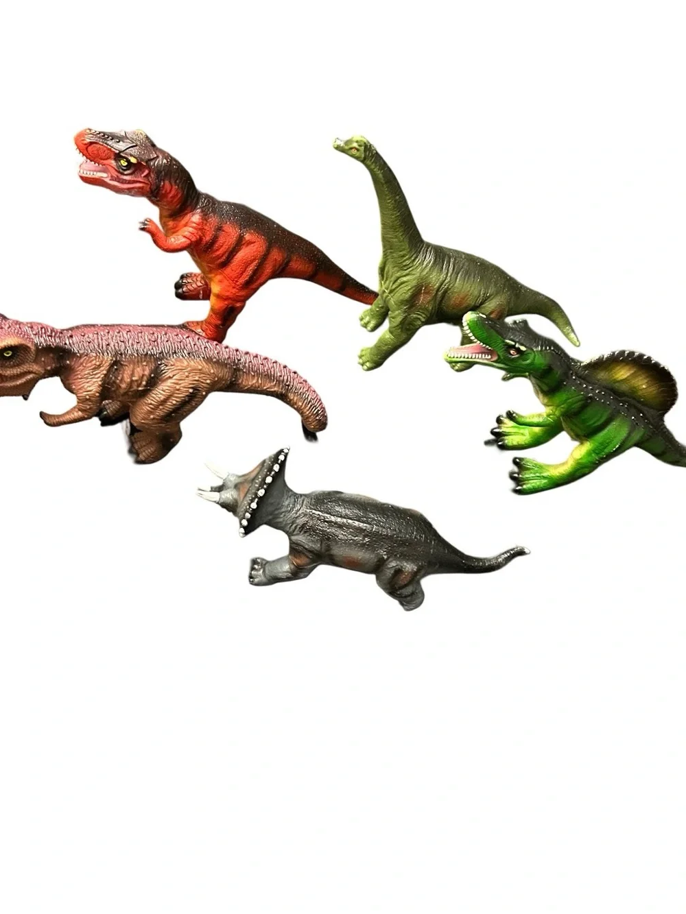 Jumbo Size Dinosaur Figure Lot Of 5 Soft Rubber T-Rex 11” XL Size