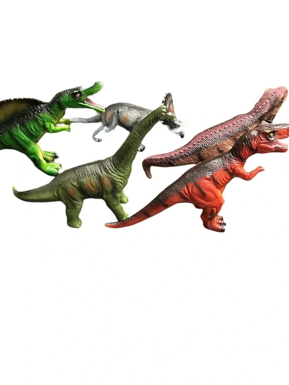 Jumbo Size Dinosaur Figure Lot Of 5 Soft Rubber T-Rex 11” XL Size