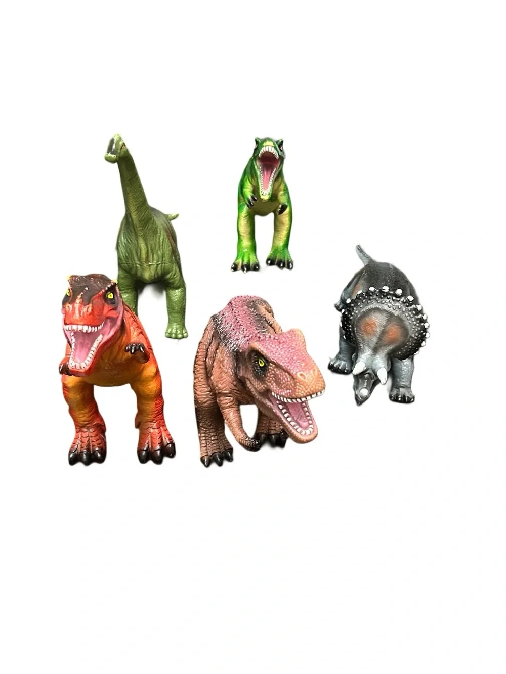 Jumbo Size Dinosaur Figure Lot Of 5 Soft Rubber T-Rex 11” XL Size